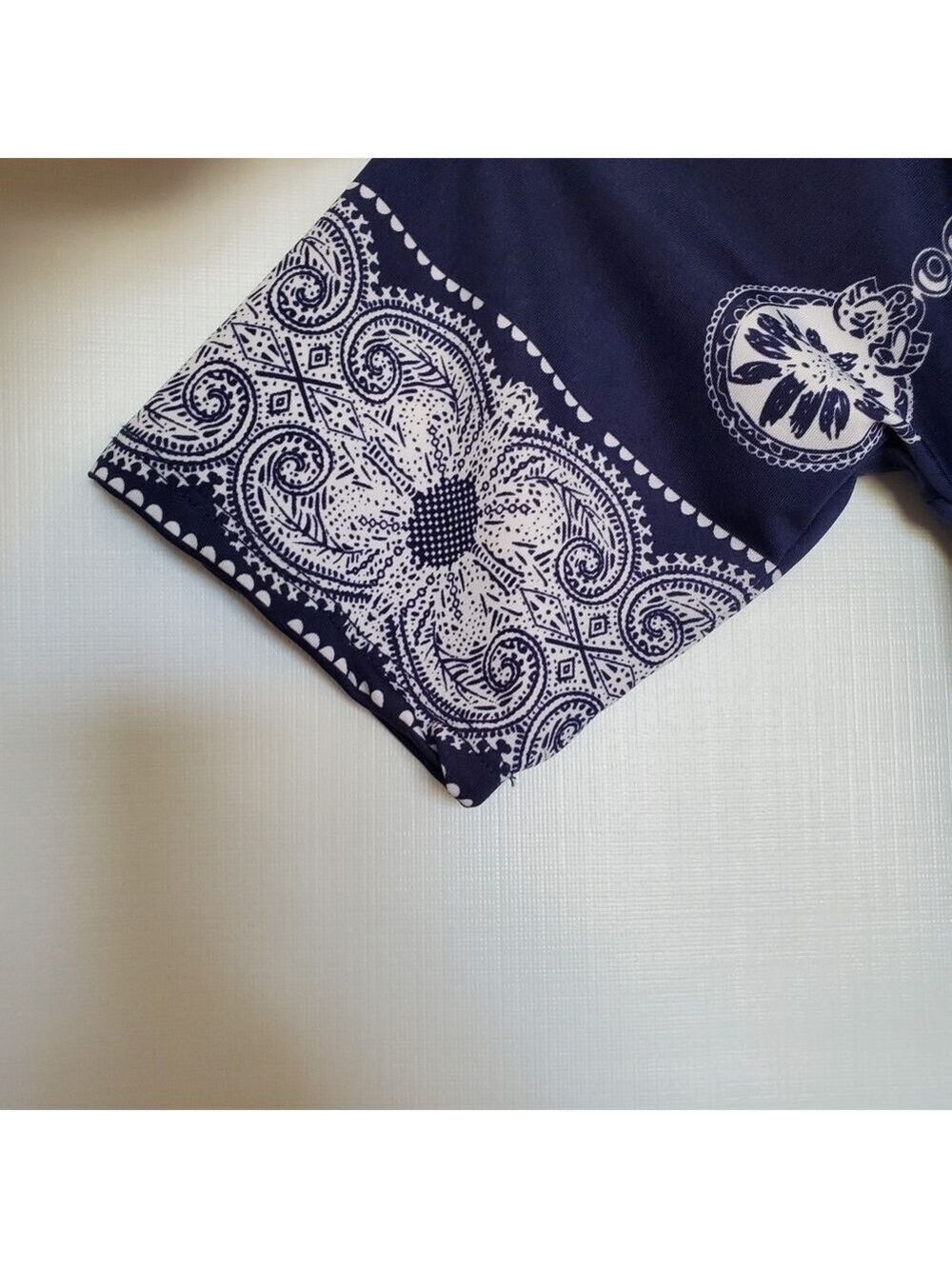 LAPOGEE MAXI DRESS FLORAL PAISLEY LIGHT-WEIGHT SOFT WHITE NAVY WOMENS ( L ) - Picture 8 of 10